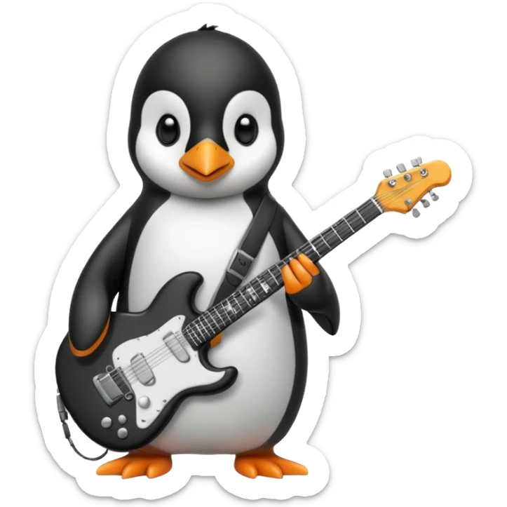 A iPhone style penguin with a electric guitar in his hands sticker