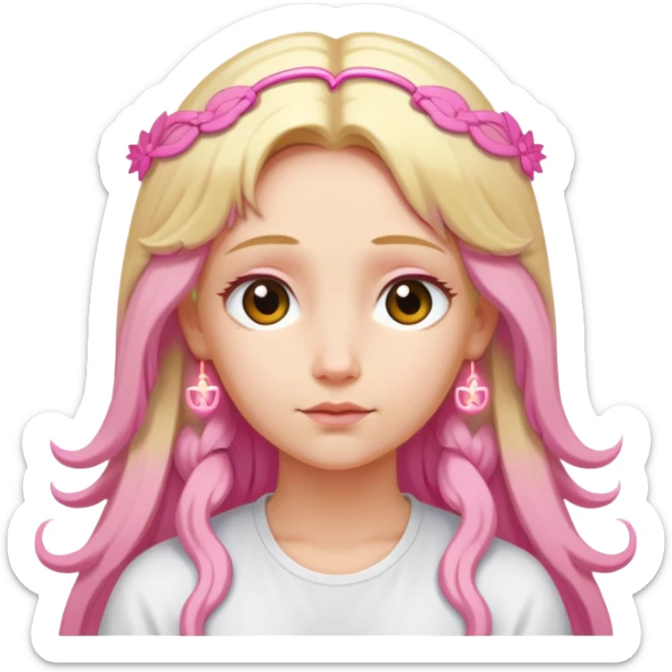 Blonde woman angel with long hair meditating with pink hair clips sticker