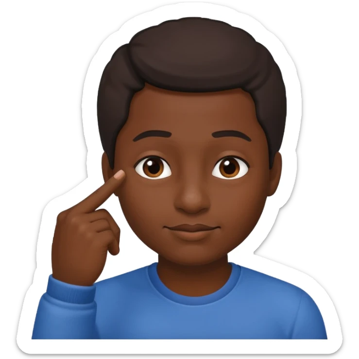Create an emoji of a black person making the gesture of placing a finger on their nose, with a playful or thoughtful expression. sticker