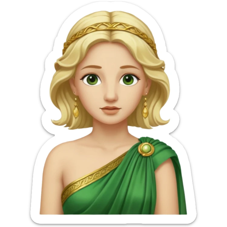 Ancient Roman woman with earrings and blonde hair, green dress sticker