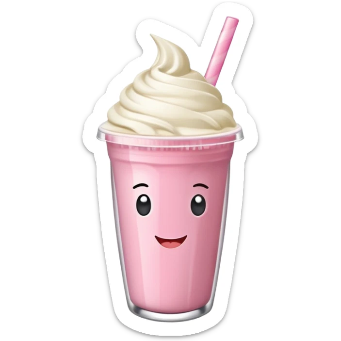 un vector de vaso de batido animado, de caricatura, con tapa y pitillo, que tenga brazos y piernas, cara tierna y que inspire confianza y amabilidad sticker