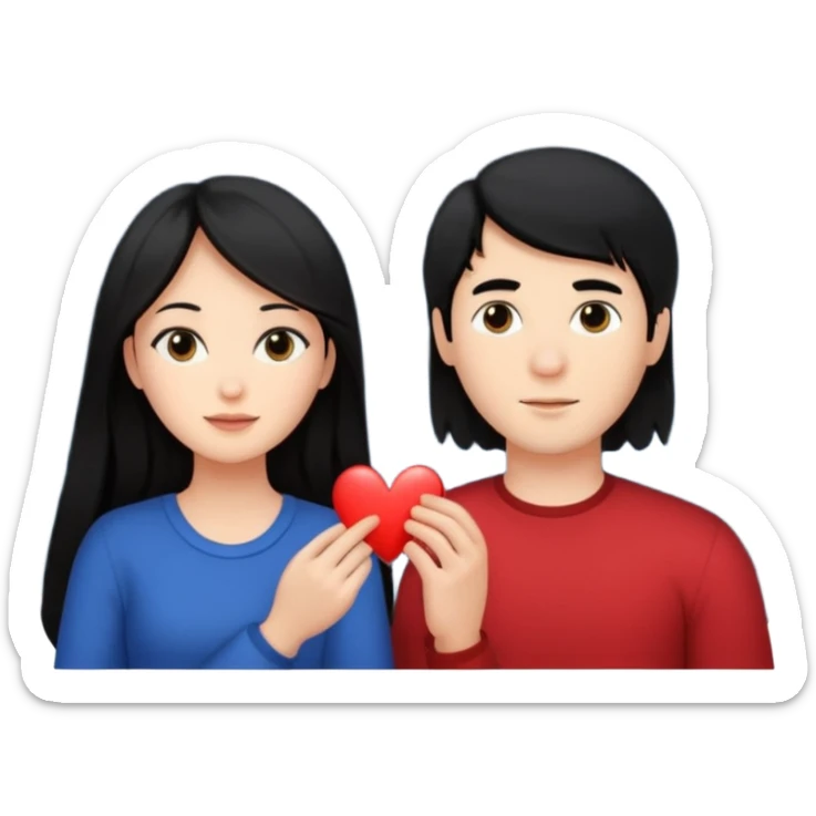 Woman with long hair and man calculating their compatibility by the stars above them a meter with a heart on white background  sticker