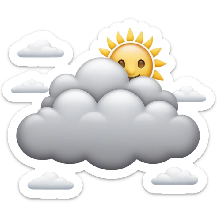 Cinematic Realistic Altostratus Emoji, Soft and gray, with mid-level clouds spreading evenly across the sky. The clouds create a smooth, overcast layer that dulls the sun’s light, giving the world a peaceful, muted tone. Soft glowing outline, capturing the essence of calm, muted skies and gentle transitions in an altostratus cloud! sticker