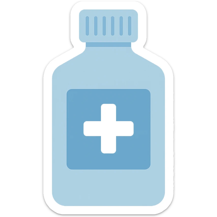 antiseptic bottle with medical label, colorful style sticker