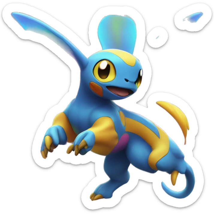 Colorful Neon Colors Vibrant Colors Flying Futuristic Fakémon-Pokémon-Creature Full Body sticker