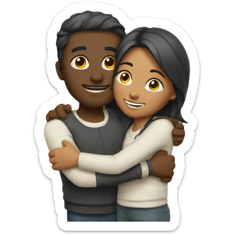couple hug with warm smiles sticker