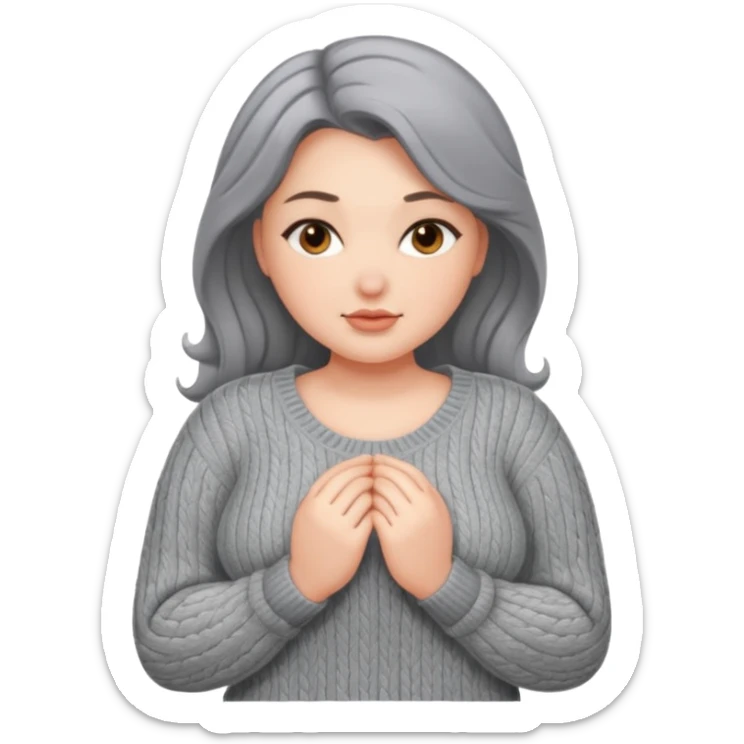 Design a woman’s grey sweater for a voluptuous woman. Only design the sweater. Remove the woman sticker