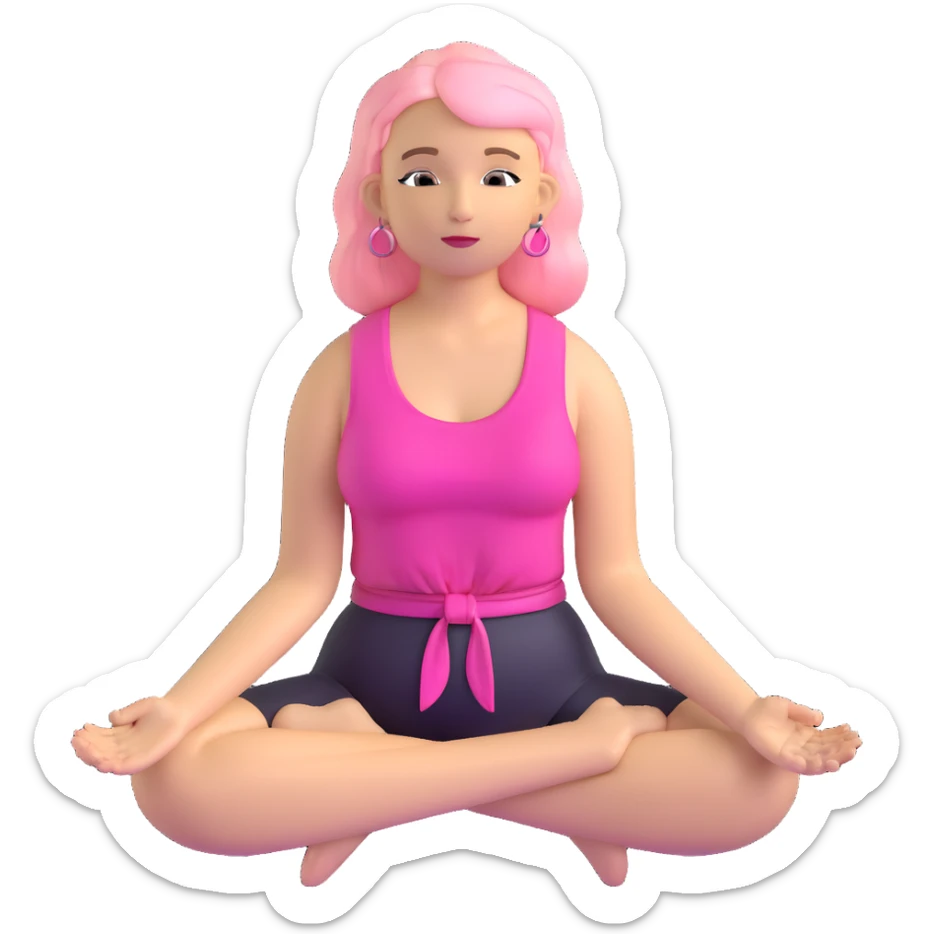 blonde angel woman with long hair meditating with pink hair clips sticker