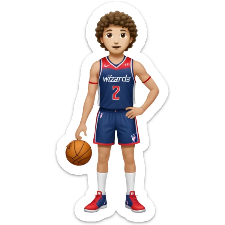 Curly hair short facial hair Washington Wizards Jersey white socks cover up the ankle legs and knees a right arm sleeve on your right arm full body Standing Tall sticker