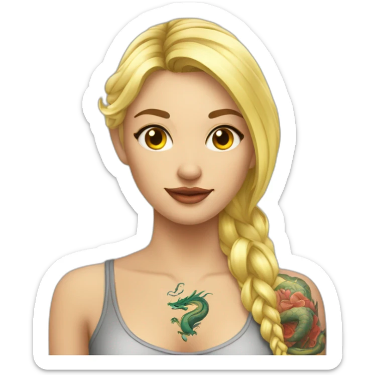 femme blonde avec tatouages de dragon sur le torse sticker