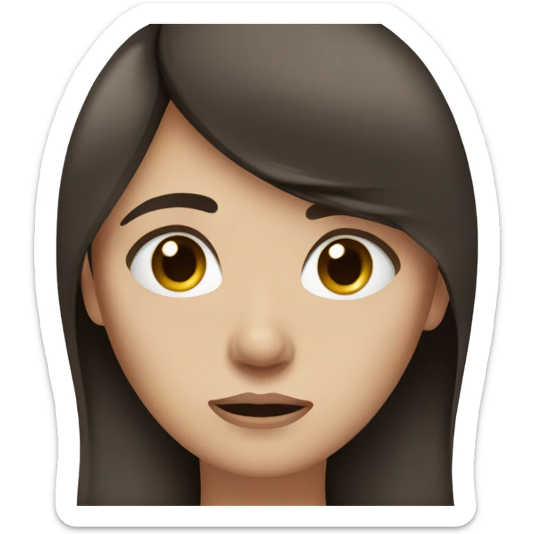 woman with dark brown straight hair and blue eyes crying sticker