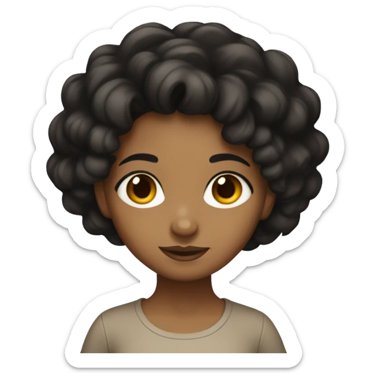 Brown girl with black hair and brown eyes sticker