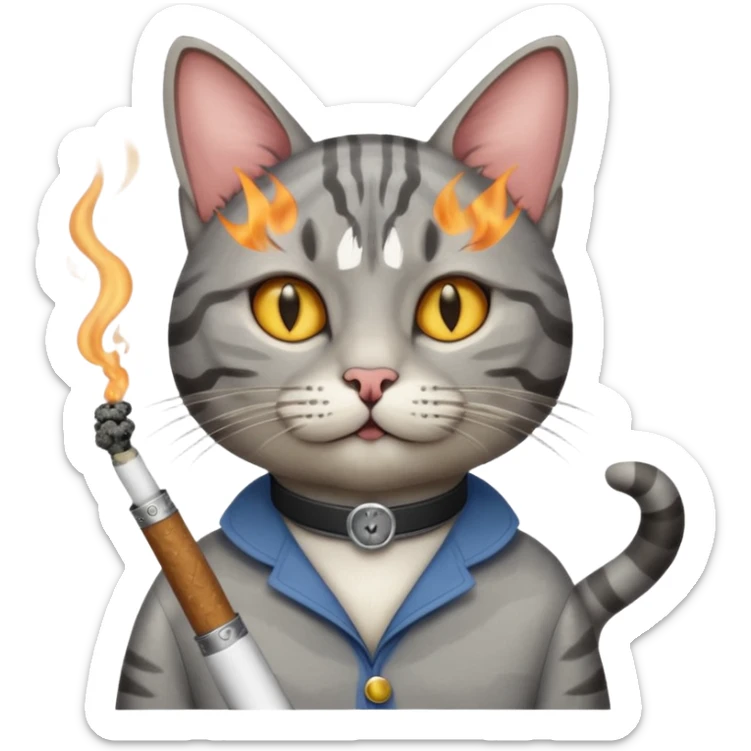 Cat smoking cat nip sticker