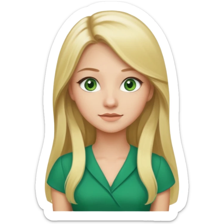 long blonde hair, real estate broker, 20 years old, green eyes, cute corporate dress sticker