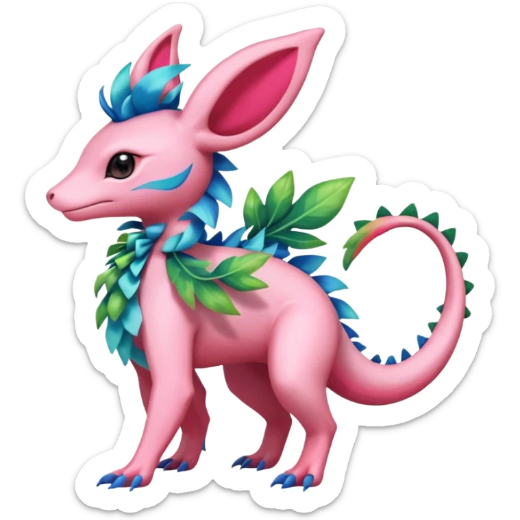 Shiny Exotic Salandit-Sylveon-Shaymin-Meganium-Hybrid-Creature sticker