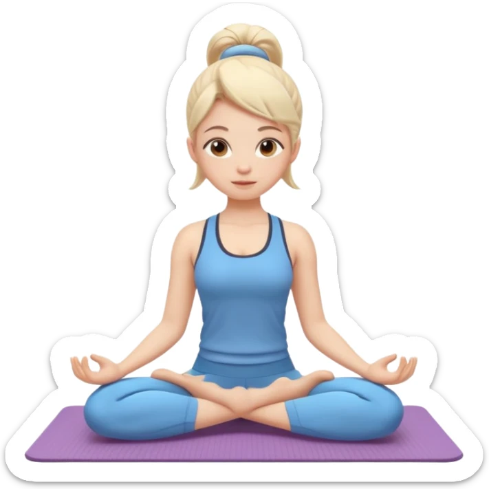 cute yoga coach character, calm expression, yoga mat, simple sporty outfit, 3D cartoon, mobile game icon style, clean background, no text, no watermark
 sticker