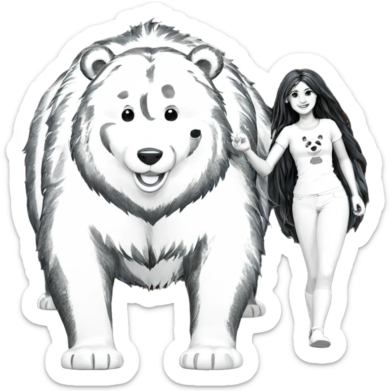 smiling girl with bear sticker
