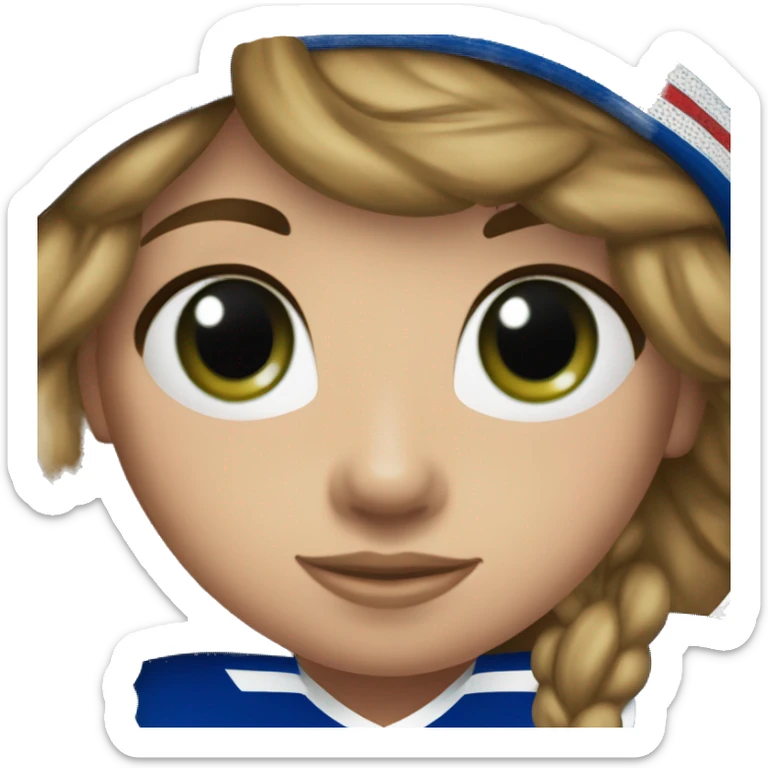 Girl green eyes New York Rangers jersey and cap sticker