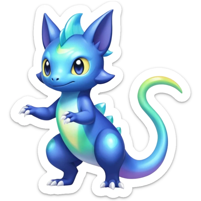 Rainbow crystal mix Shiny pastel Salandit-Meowstic-Noibat-Fakémon-hybrid-creature (full body)  sticker