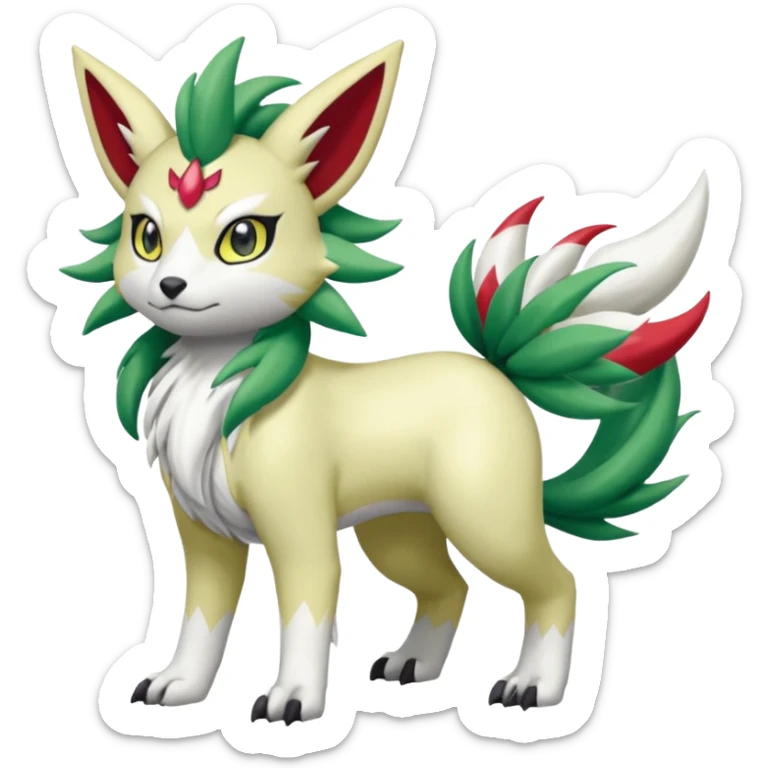 WereGarurumon-Shaymin-Meloetta-Renamon-Absol-fusion-hybrid-creature (full body) sticker