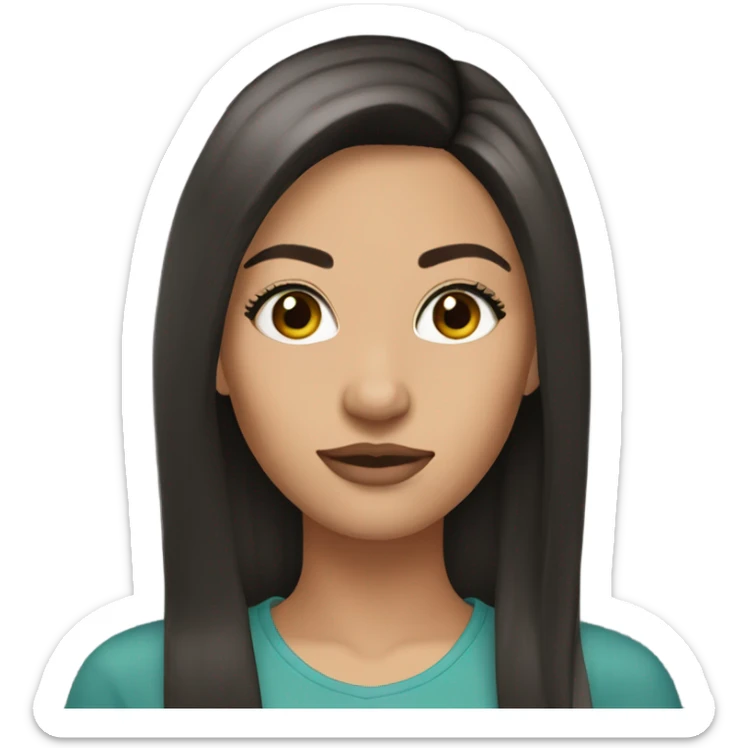 brunette straight hair with lashes and eyeliner woman  sticker