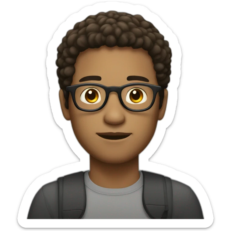 man with laptop in front, round glasses, light skin and dark brown hair sticker