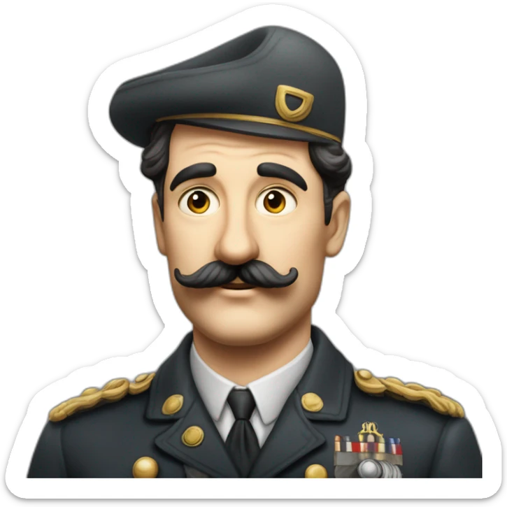 Hero de gerre dans les années 1940 en Allemagne avec la moustache de Chaplin et les cheveux plaqué sur le côté sticker