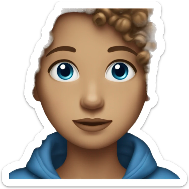 Woman with Curly brown hair and blue eyes sticker