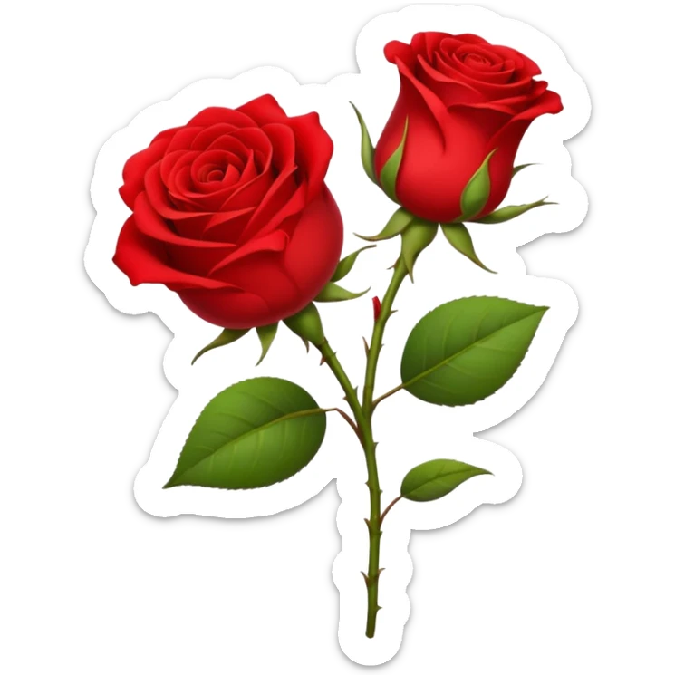 A charming emoji with a rose stem in the mouth and a red rose at the end of the stem sticker