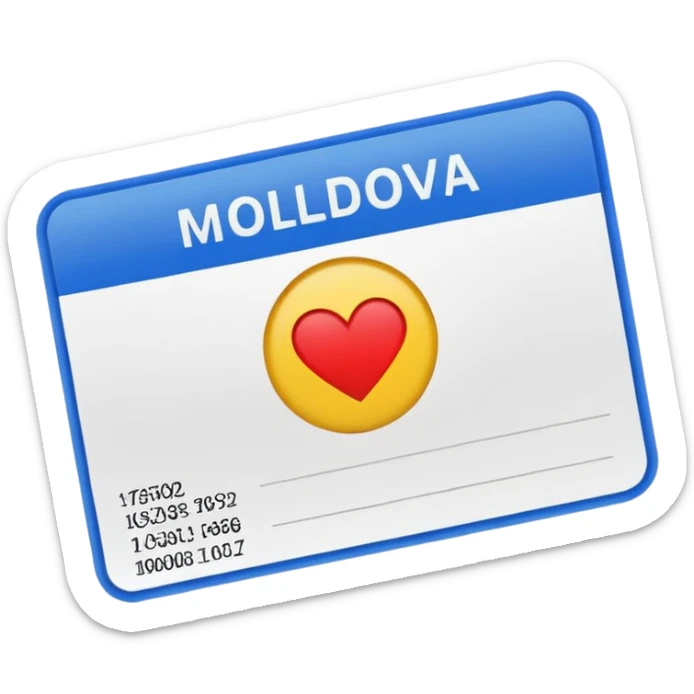 health insurance card emoji with placeholder lines instead of text and a small silhouette of Moldova in the corner sticker