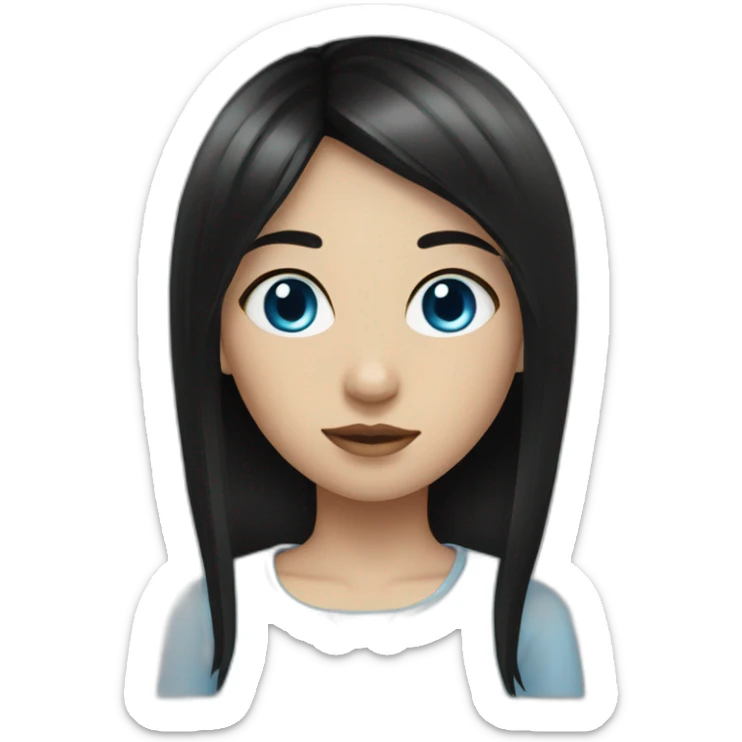 girl with black hair, thick fringe, blue eyes sticker