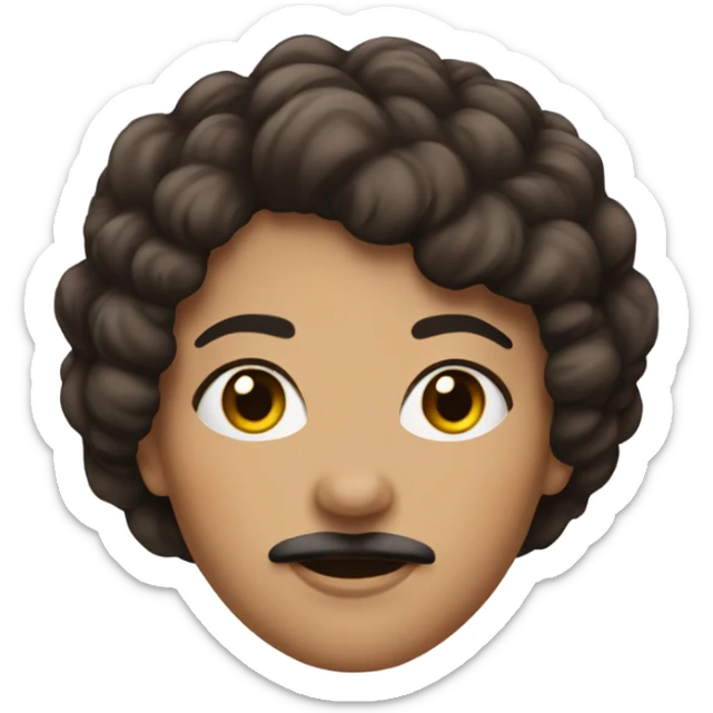 Brunette woman with bushy moustache. Short hair to the jaw sticker