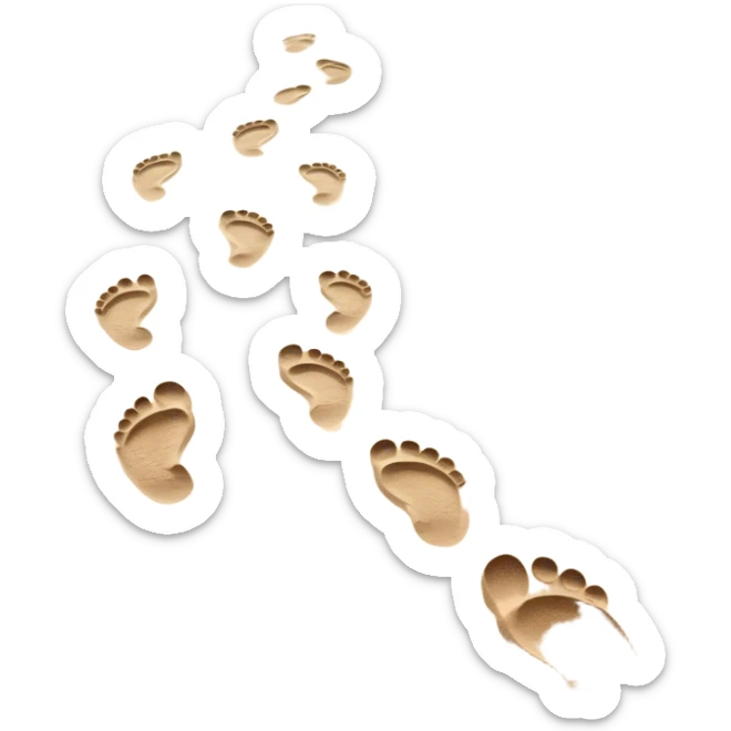 **Baby footsteps lead ahead of larger ones**, as if guiding the adult forward.  on sand sticker