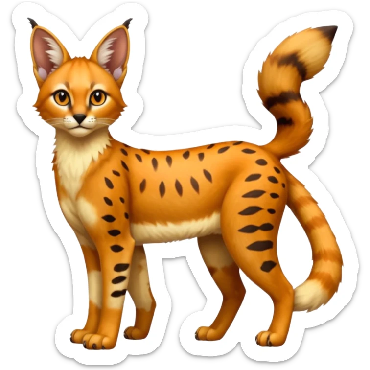 Trico-Caracal-Serval-Fakémon-creature-fusion (full body) sticker