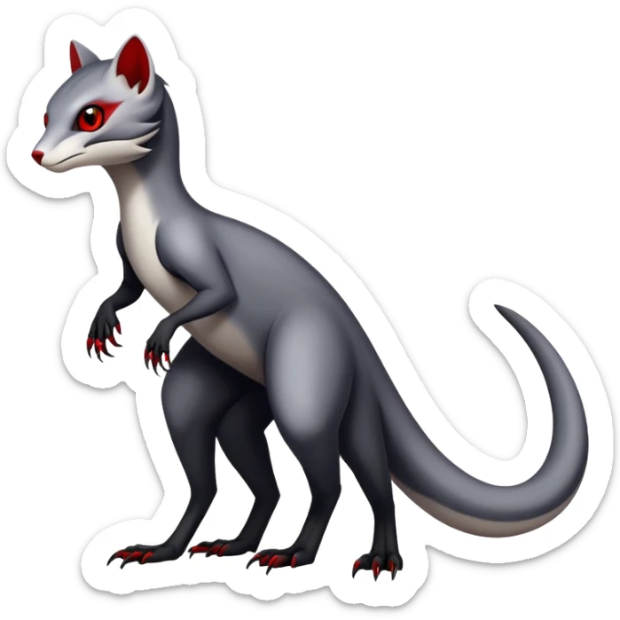 a white with black belly and red eyes exotic edgy vernid-fionbri-creature full body sticker
