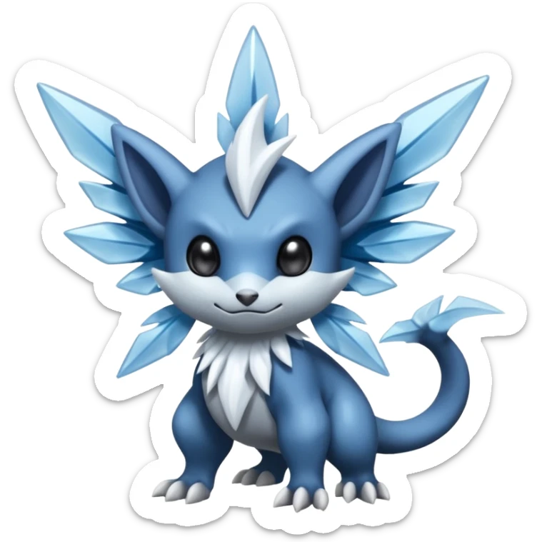 Elemental dark dusky mechanical frosty fairy-like fantasy epic rare Glalie-Sneasel-Togetic-Pokémon-Fakémon-hybrid-creature sticker