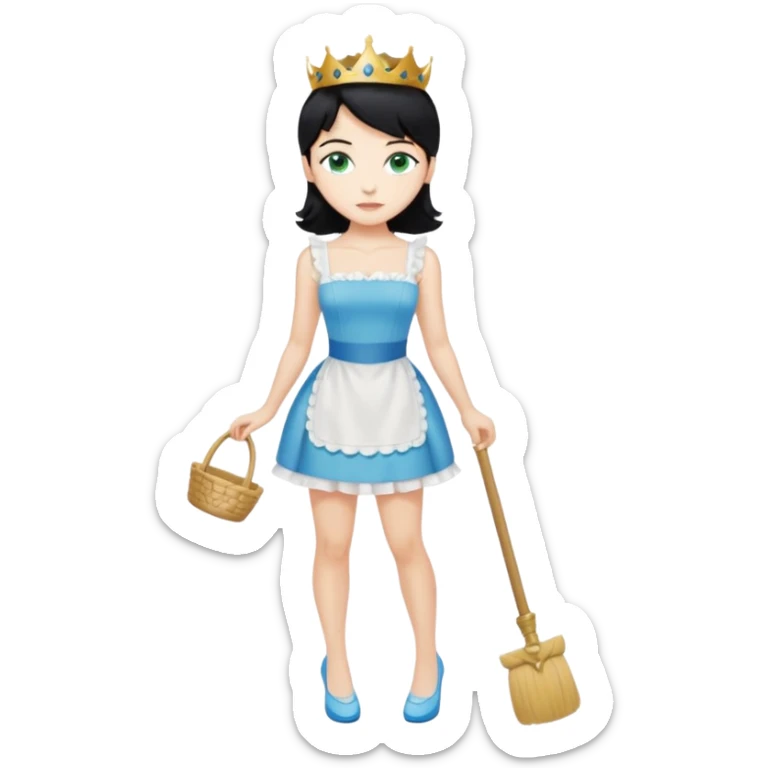 King, black hair, body, legst, blue eyes, shoes, maid blonde hair, green eyes, sexy short sleveless White dress, shoes sticker