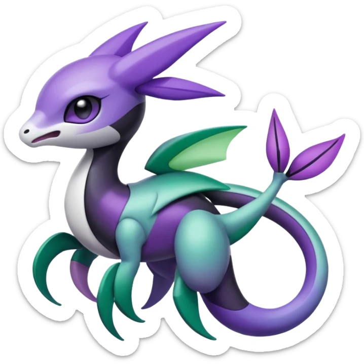 Violet-purple-black-white-gradients Meloetta-Rayquaza-Chatot-Pokémon-Fakémon-creature sticker