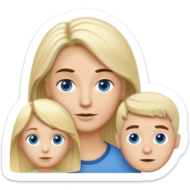 Eigene Familienbild mit 3 Personen; Frau mit dunklen Augen und dunkle lange Haare; Mann mit Vollglatze und Blaue Auge;  kleinkind mit blonden Haaren und dunklen Augen sticker