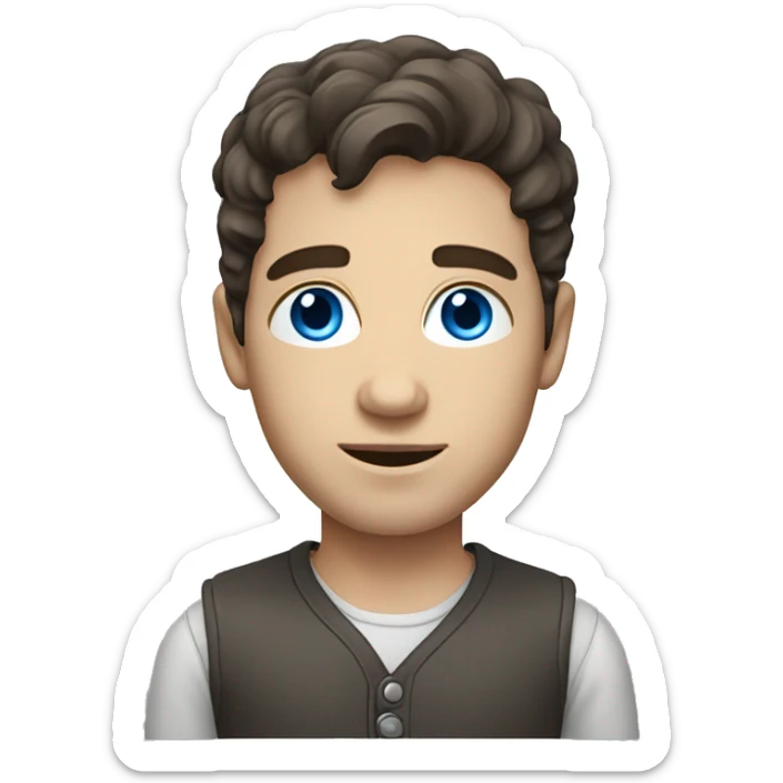 3d emoji artist style of a young frenchman with dark brown hair and blue/grey eyes sticker