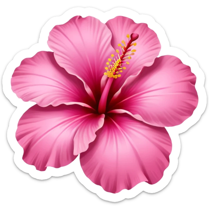 A pink hibiscus flower but in the shape of a heart sticker