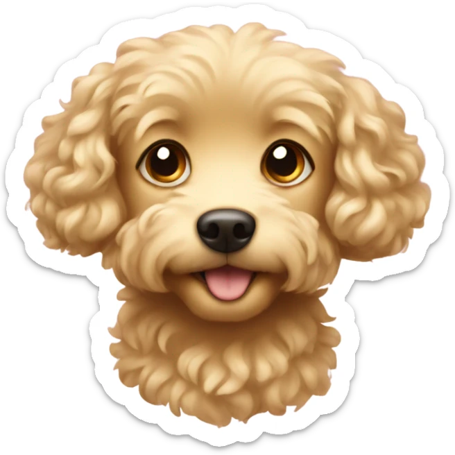 a small light golden dog with curly hair and hearts in his eyes sticker
