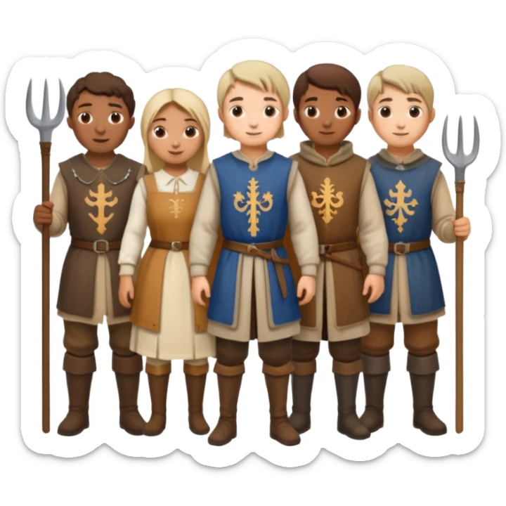 les villageois qui certains ont des fourches  sapé en moyen age sticker