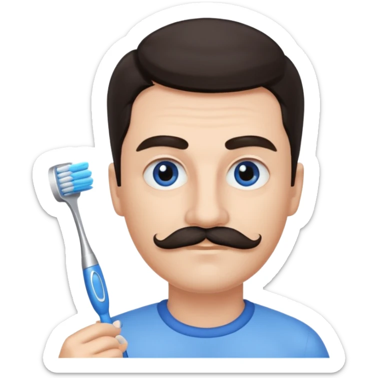 oval face with fair skin. His eyes were blue, and his eyebrows were dark and somewhat bushy. Above his upper lip he wore a small brush-like moustache, known as a "toothbrush moustache." His hair was dark and sticker