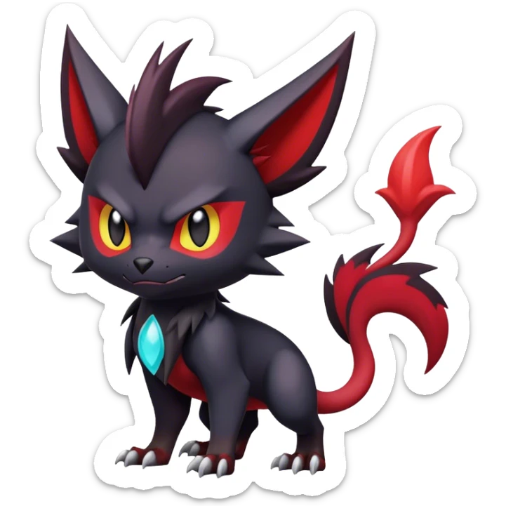 Edgy Cute Cool Kawaii Litten-Noivern-Zoroark-Noibat-Pokemon Full Body   sticker