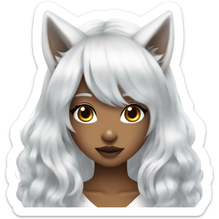 hime gyaru werewolf girl, white hair, wolf ears sticker
