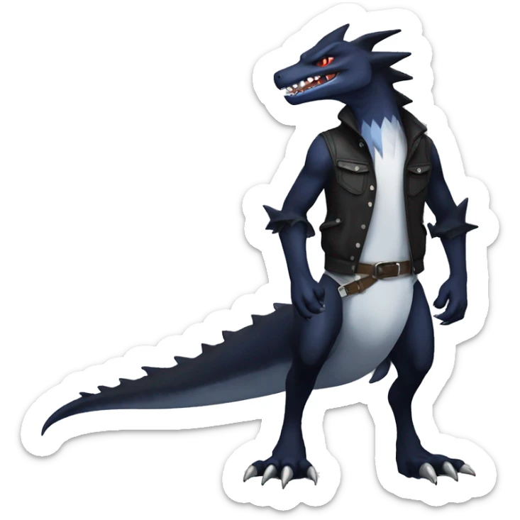 Black Cool Edgy Nargacuga-Garchomp-Sergal Fakémon with Edgy markings,  full body sticker