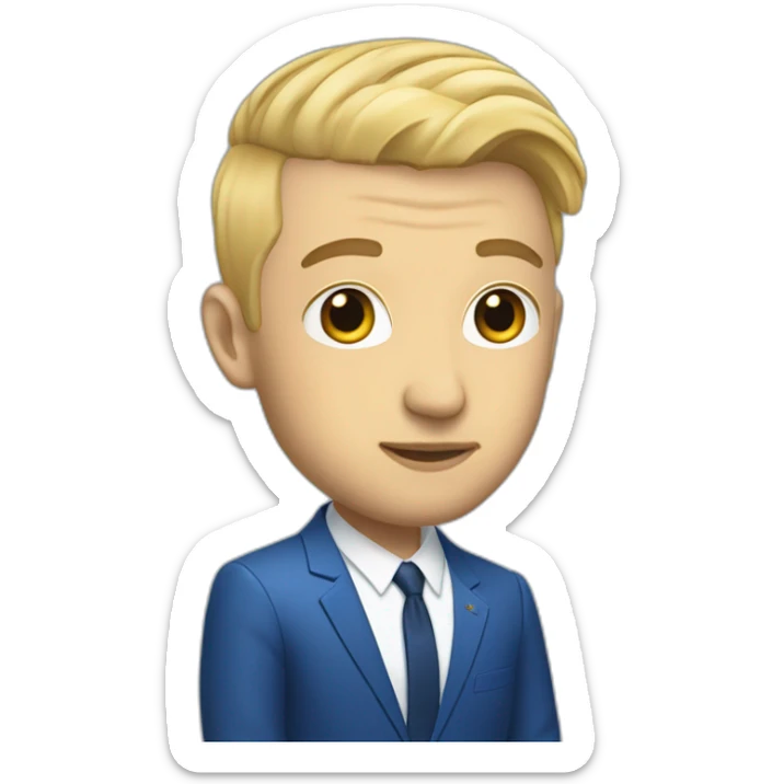 mac miller with a blonde comb over skin fade wearing a blue suit on laptop sticker