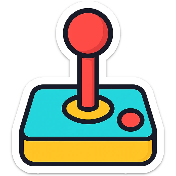 joystick, lineal color icon style, clean lines, vibrant color fill, modern and playful, suitable for app icon sticker