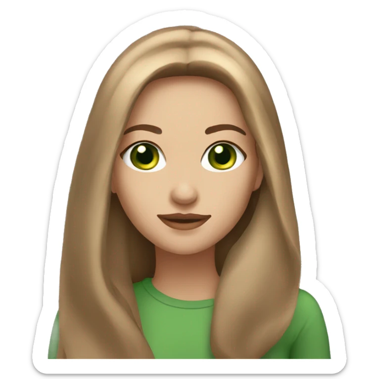 beautiful woman, straight long light brown hair, green eyes sticker